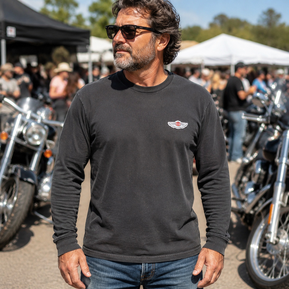 Harley Davidson 100th Anniversary 2003 Mens S Black Long Sleeve Shirt USA Flaws